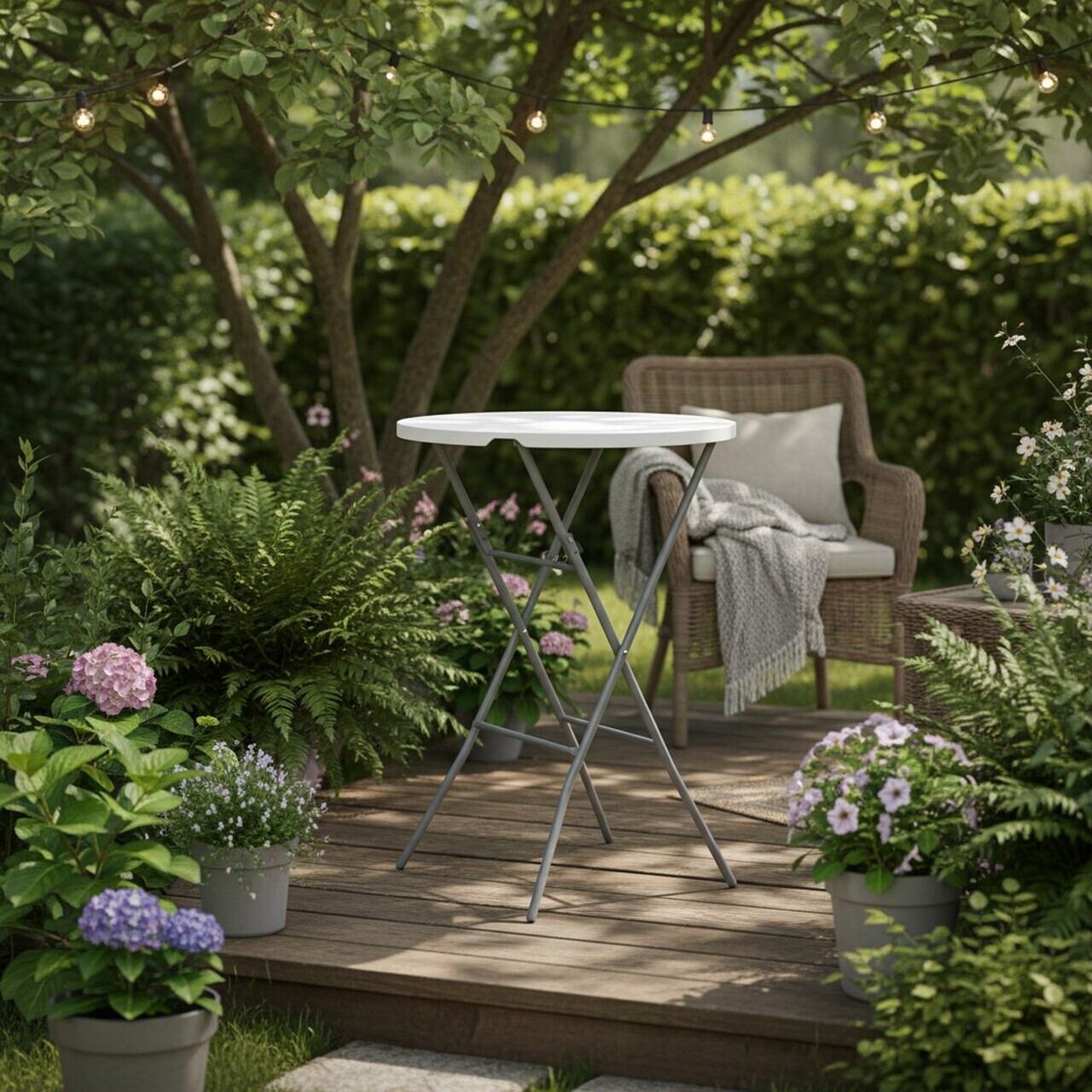 Masa pliabila pentru gradina Heinner, 80x110 cm, otel/plastic, alb/gri - imagine 4